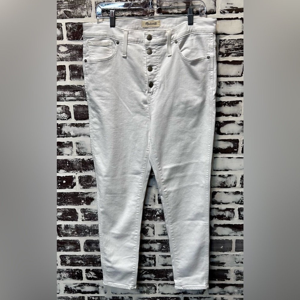 Madewell White Button Fly High Rise Crop Jeans Size 32